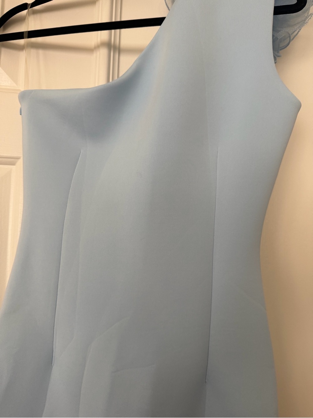 Light Blue One-Shoulder Ruffle Hem Dress - Picture 10 of 13